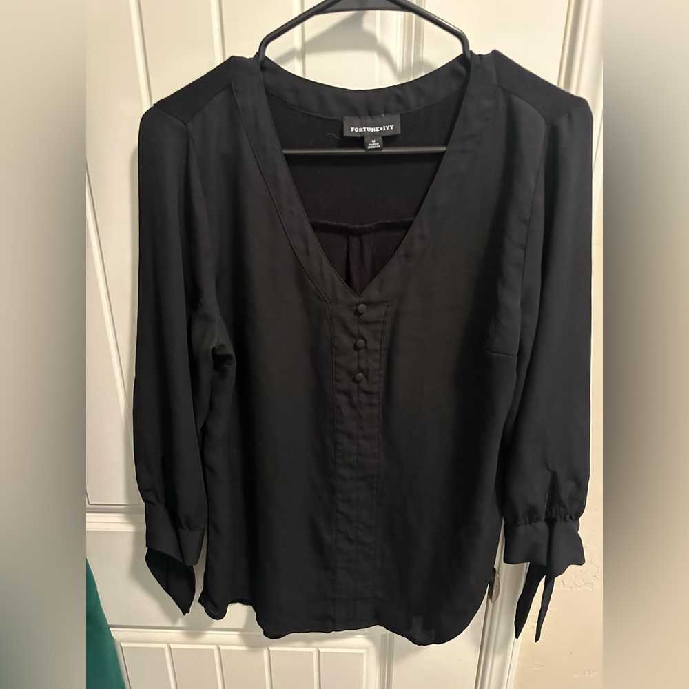 Black sheer 3/4 sleeve blouse